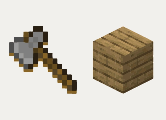 Axe And Planks Minecraft Cursor