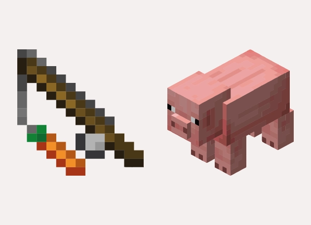 Carrot on a Stick and Pig Minecraft Cursor