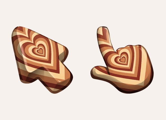 Coffee Cream Brown Heart Color Cursor