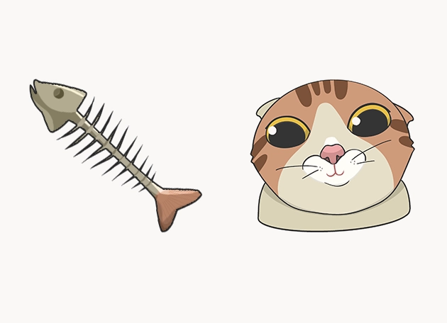 cute smile cat fish bone Cursor