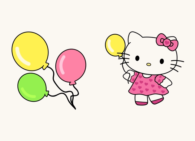 Hello Kitty with Balloons Cursor