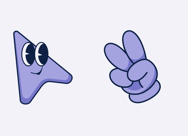 Lilac arrow Victory hand Cursor