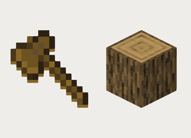 Log Wooden Axe Minecraft Cursor
