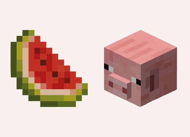 Pig and Melon Minecraft Cursor