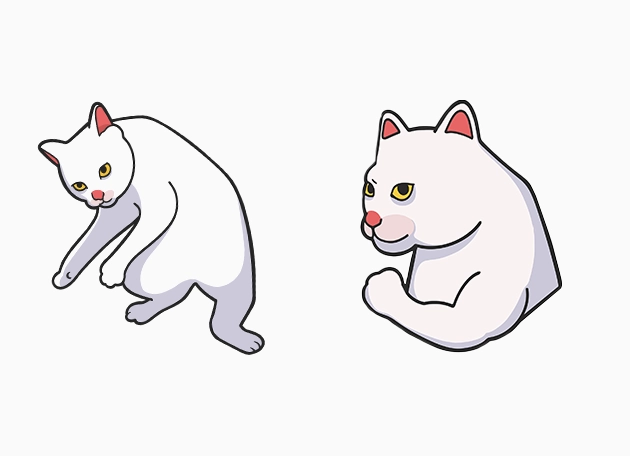 silly white cat muscule Cursor
