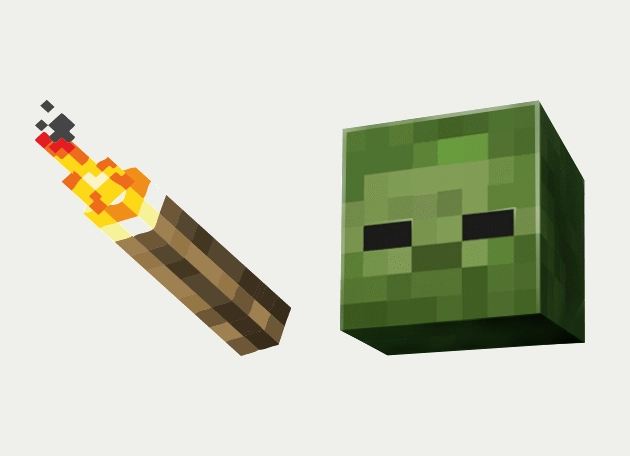 Torch and Zombie Minecraft Cursor