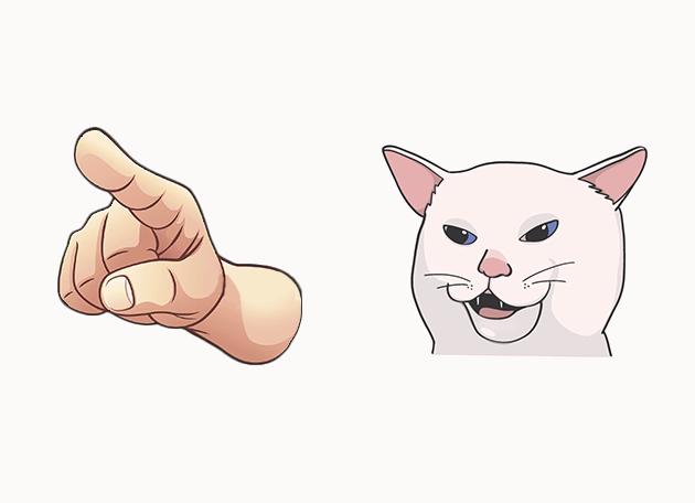 White cat Hand Pointing meme Cursor
